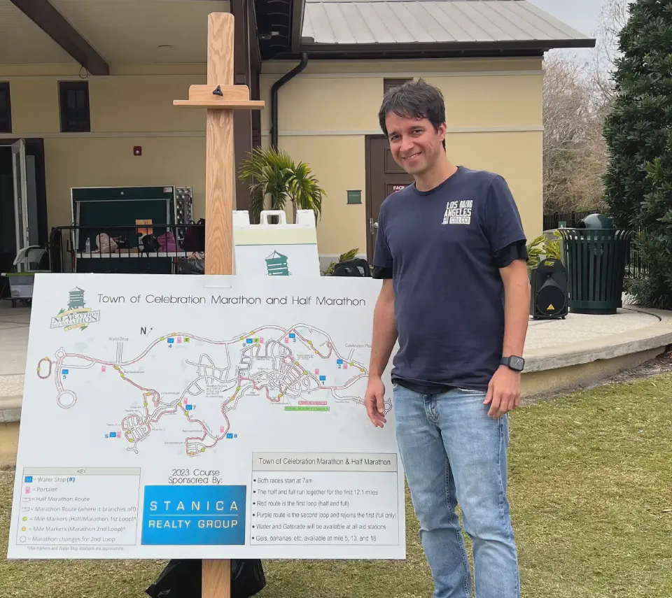 Mapa do trajeto da maratona e meia maratona Mapa da Meia Maratona de Celebration